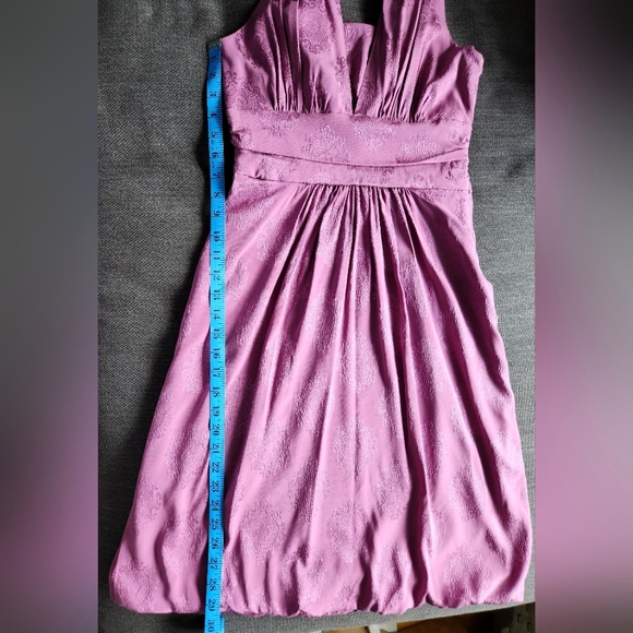 Nicole Miller Purple Silk Halter Deep V-neck Cowl Back Bubble Hem Dress/US 6 - Picture 7 of 16